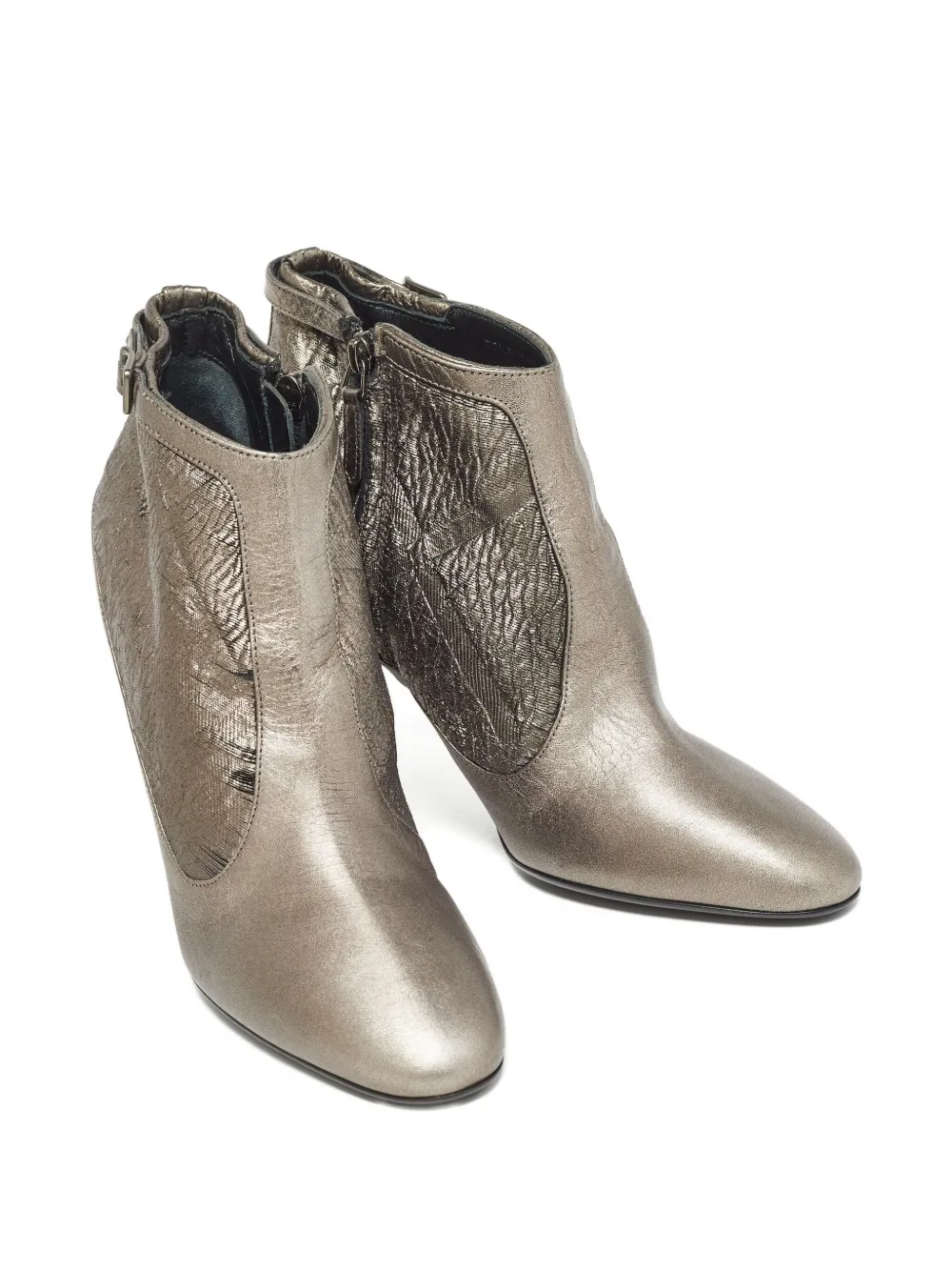 Burberry Pre-Owned 110 mm leren laarzen met gespdetail - Grijs