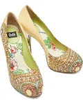 D&G 120mm paisley platform pumps - Neutrals
