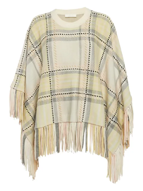 Chloé Pre-Owned plaid-check fringed poncho