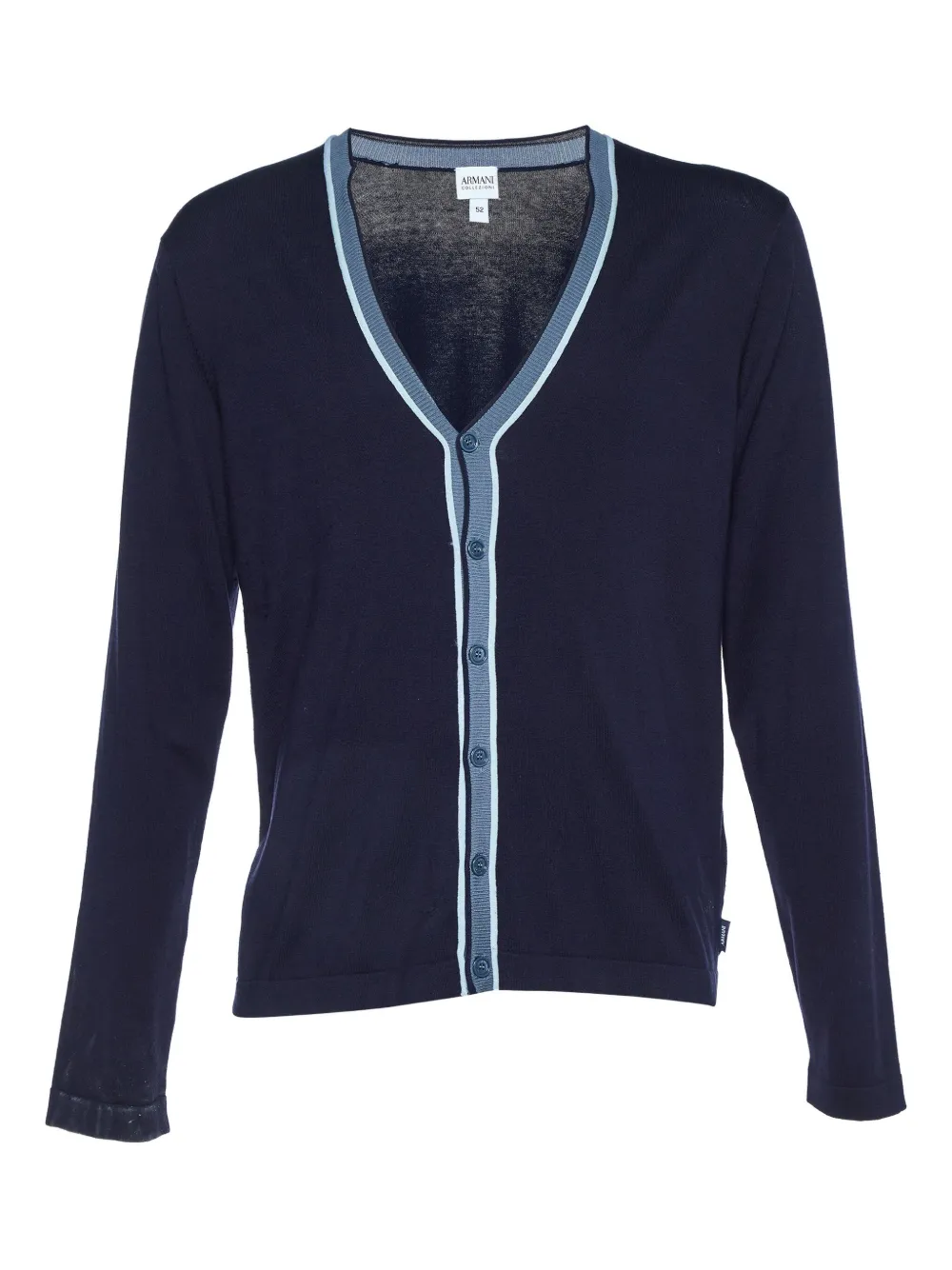 Pre-owned Armani Vintage Stripe-trim Cardigan In Blue