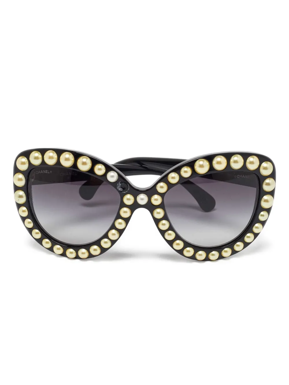 CHANEL Pre-Owned pearl-embellishment cat-eye sunglasses - Nero