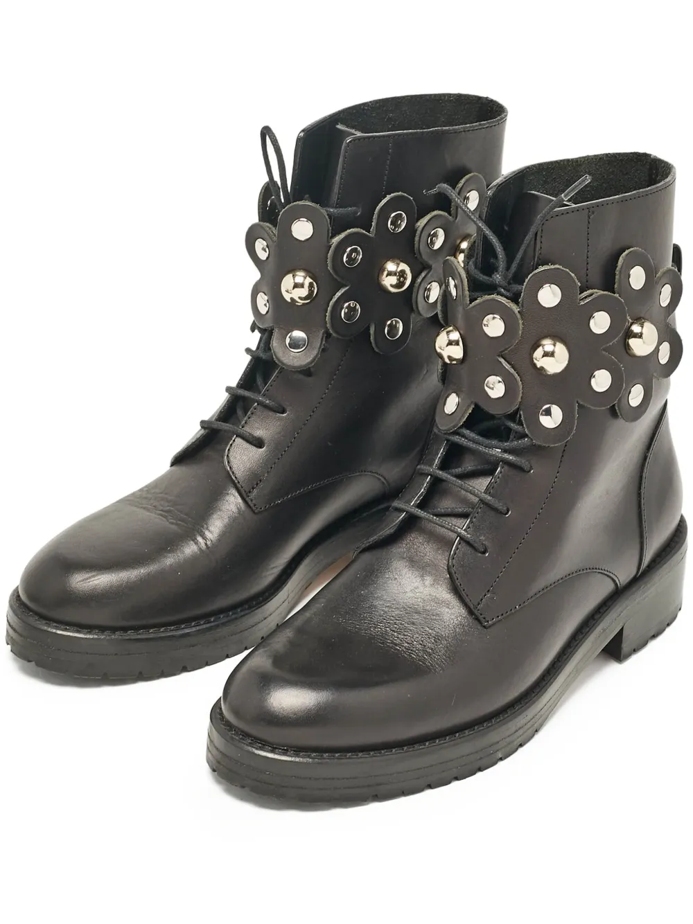 Valentino Garavani Pre-Owned Flower laarzen met studs - Zwart