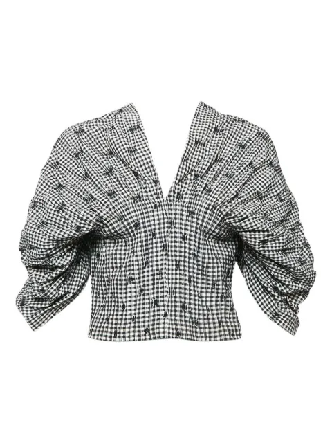 Simkhai puff sleeve gingham top