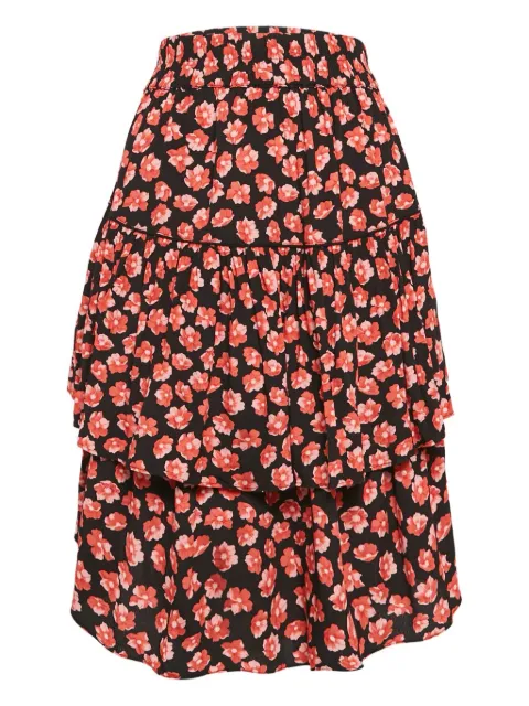 GANNI falda a capas con estampado floral