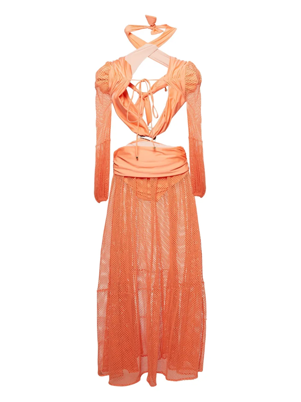 PatBO pre-owned cut-out mesh dress | Orange | Image 1