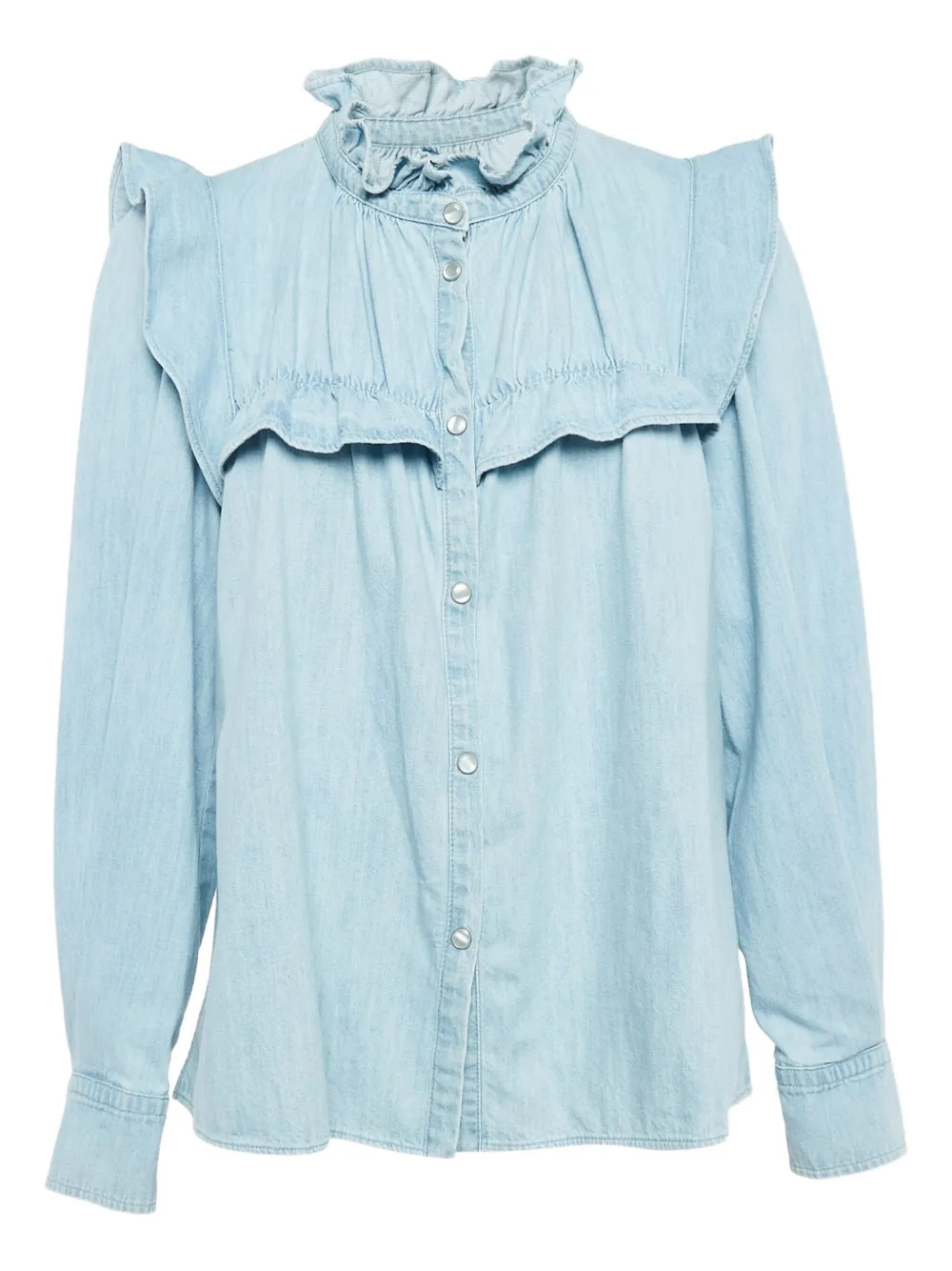 Isabel Marant Vintage Idety Ruffle Denim Shirt | Blue | FARFETCH