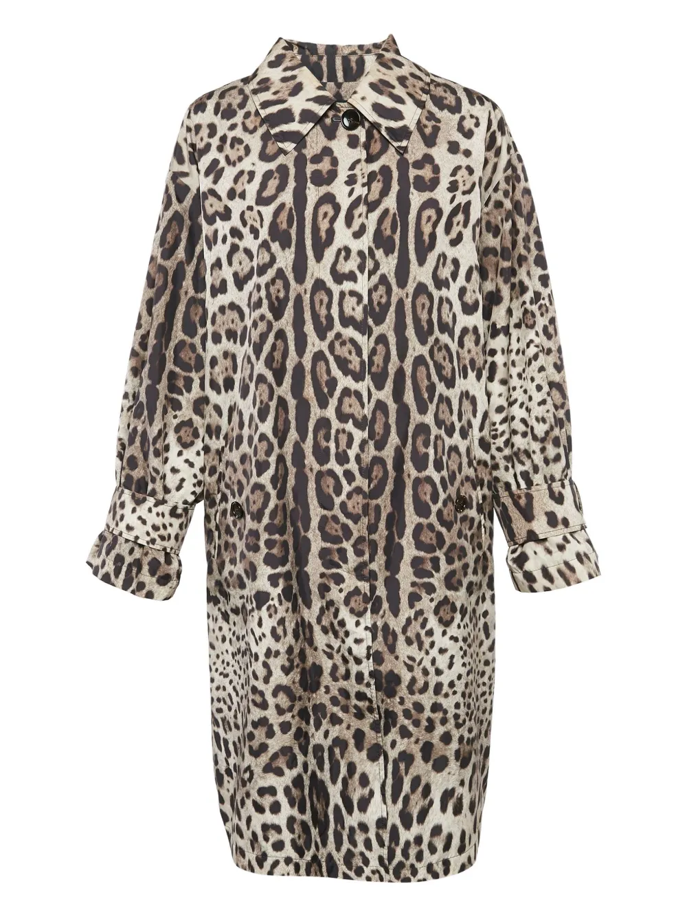 Pre-owned Dolce & Gabbana Leopard-print Long-sleeve Coat In Neutral