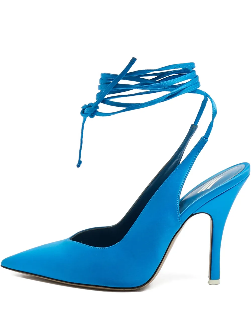 The Attico pre-owned 120MM satin lace-up pumps | Blue | Image 1