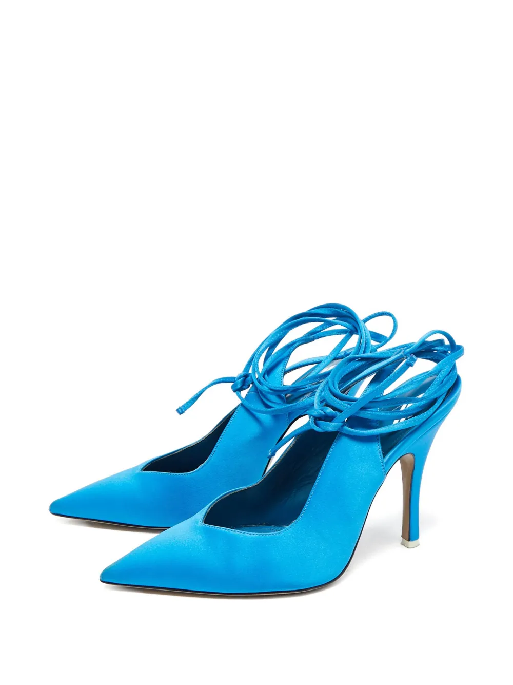 The Attico Pre-owned 120 mm satijnen pumps met bandjes - Blauw