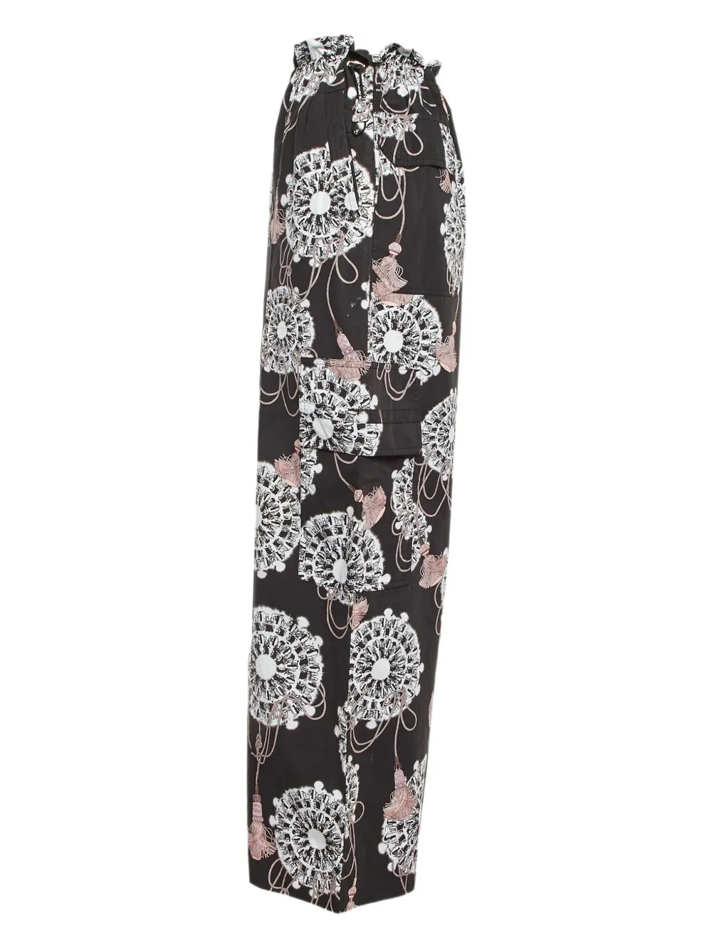 Hermès Pre-Owned tassel-print pocketed trousers - ブラック Hermès Pre-Owned tassel-print pocketed trousers - ブラック