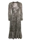 Simkhai sequin-embellished puff-sleeves midi dress - Silver