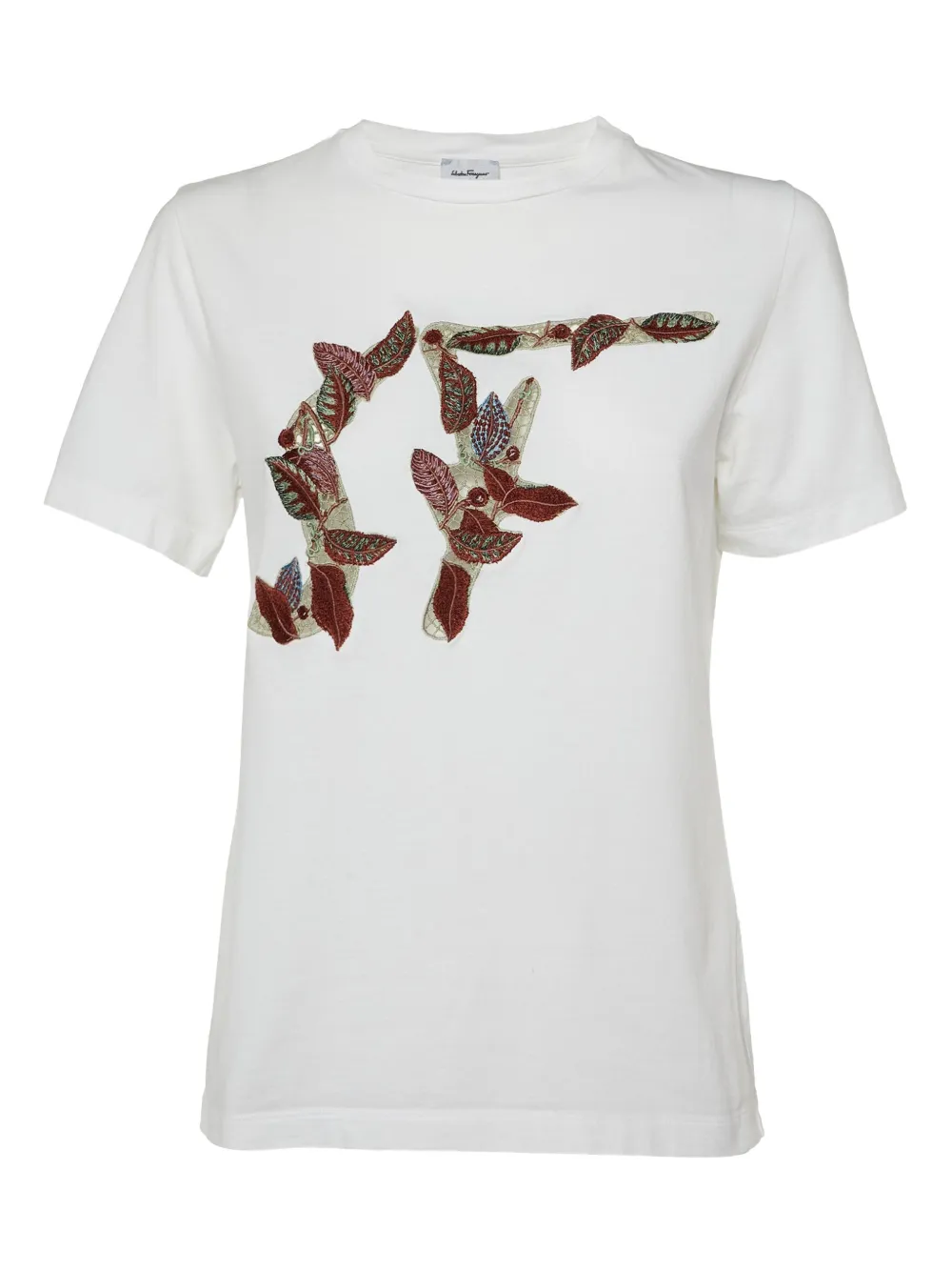 Ferragamo Pre-Owned leaf-embroidered T-Shirt | White | Image 1