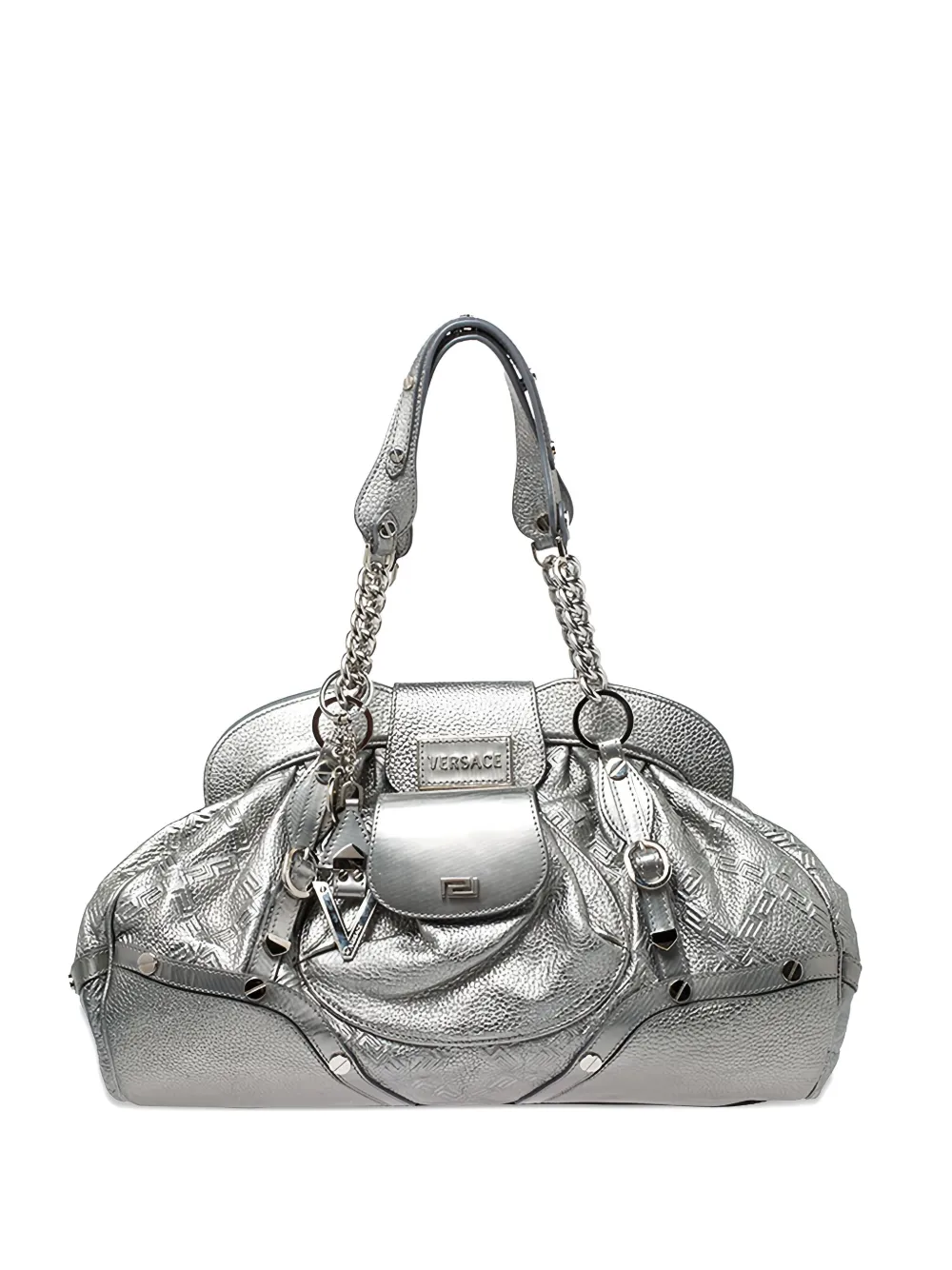 Versace Pre-Owned studded leather satchel bag - グレー Versace Pre-Owned studded leather satchel bag - グレー