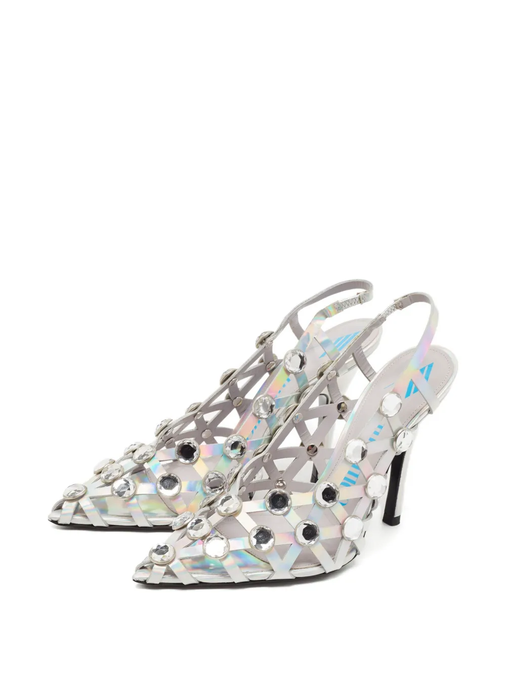 The Attico Pre-owned 110 mm slingback pumps verfraaid met kristallen - Zilver