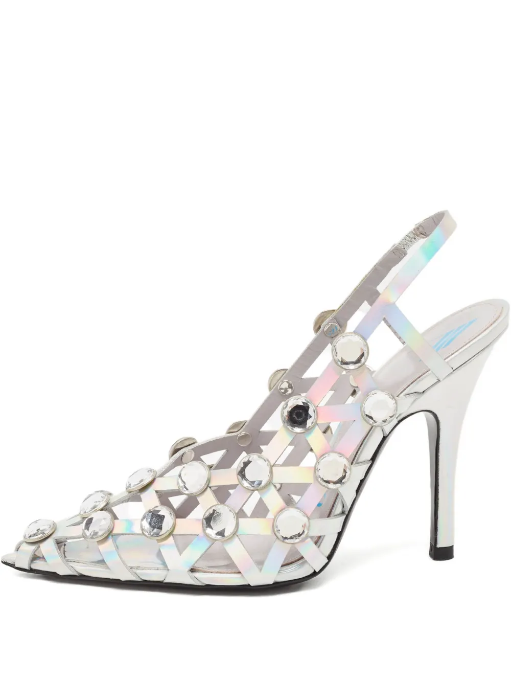 The Attico pre-owned 110mm crystal-embellished slingback pumps | Silver | Image 1