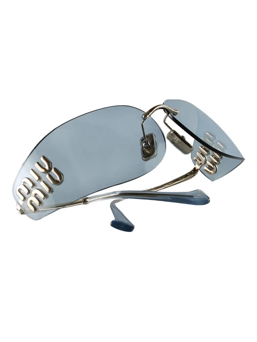 Miu Eyewear Zonnebril met randloos montuur en logo Blauw