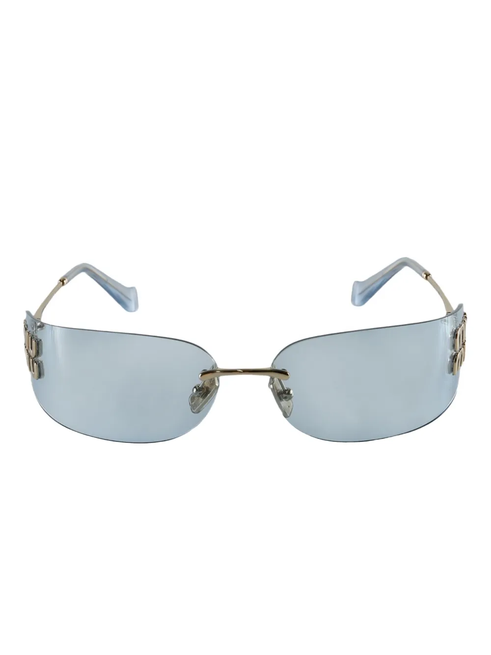 Miu Miu Eyewear logo-plaque rimless sunglasses | azul | Image 1