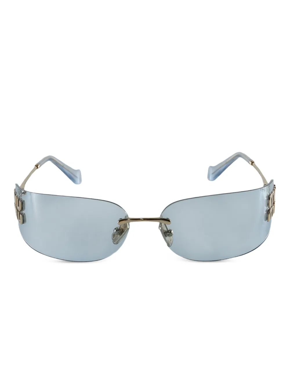 Miu Eyewear Zonnebril met randloos montuur en logo Blauw