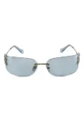 Miu Miu Eyewear logo-plaque rimless sunglasses - Blue