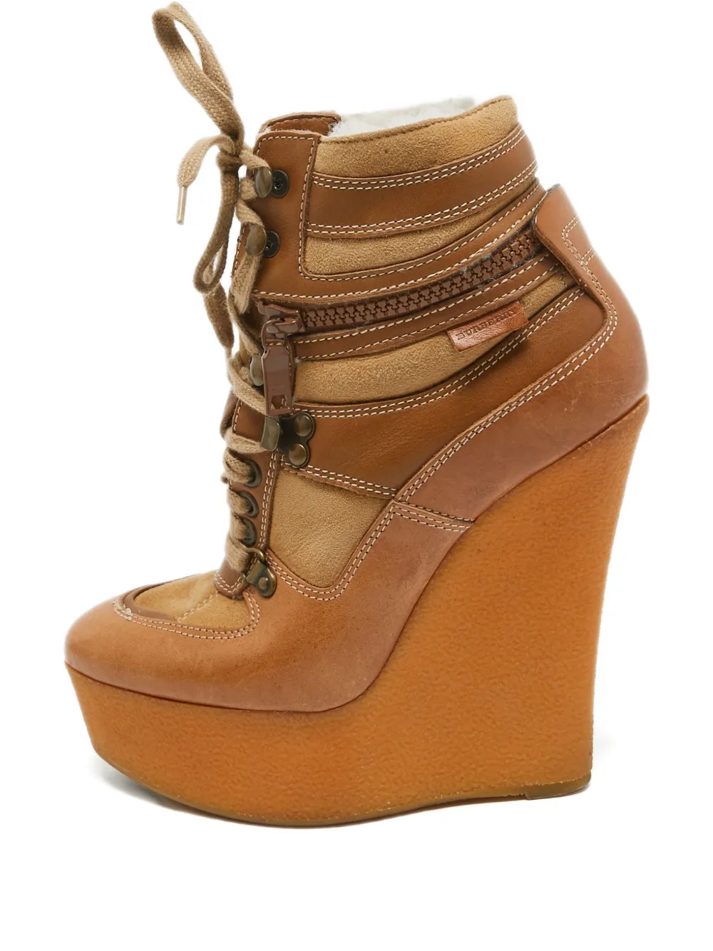 130mm lace wedge ankle boots