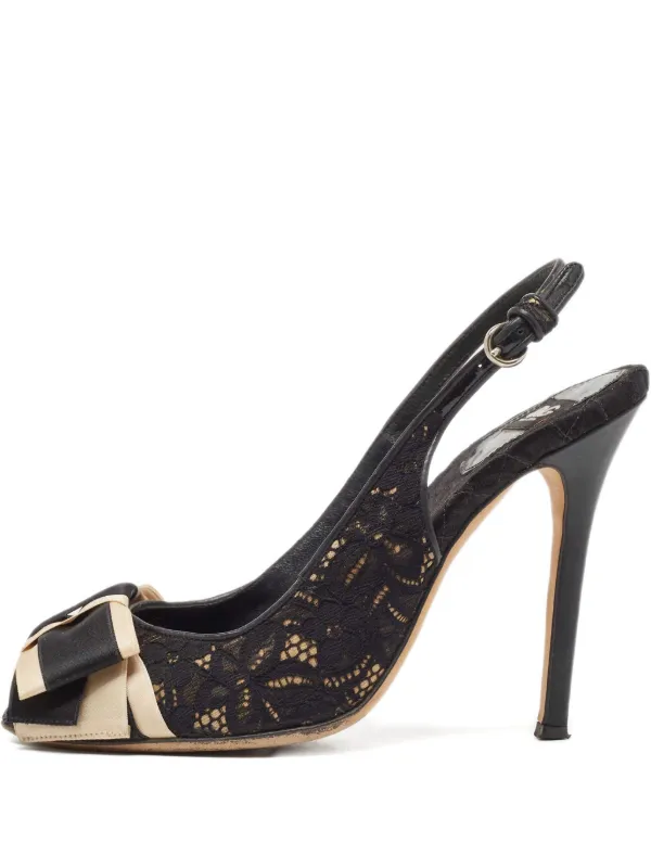 D&G Vintage 120mm Lace Slingback Pumps Black FARFETCH SG
