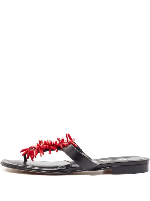 Manolo Blahnik leather thong flats