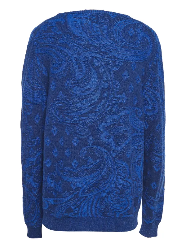 Etro Pre-Owned paisley-jacquard Wool Sweater | Blue | FARFETCH GE