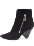 Saint Laurent Pre-Owned 80mm suede zip point toe boots - Black