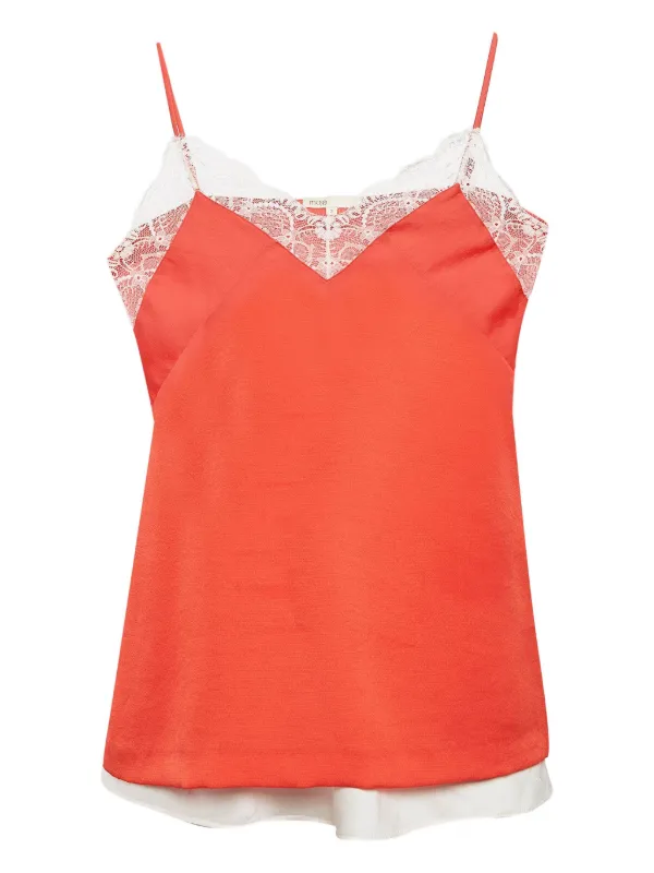 Maje pre-owned Satin Lace Camisole Top | Orange | FARFETCH