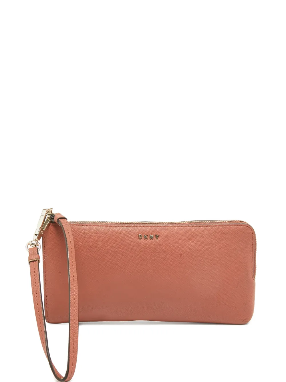 pre-owned leather zip clutch bag