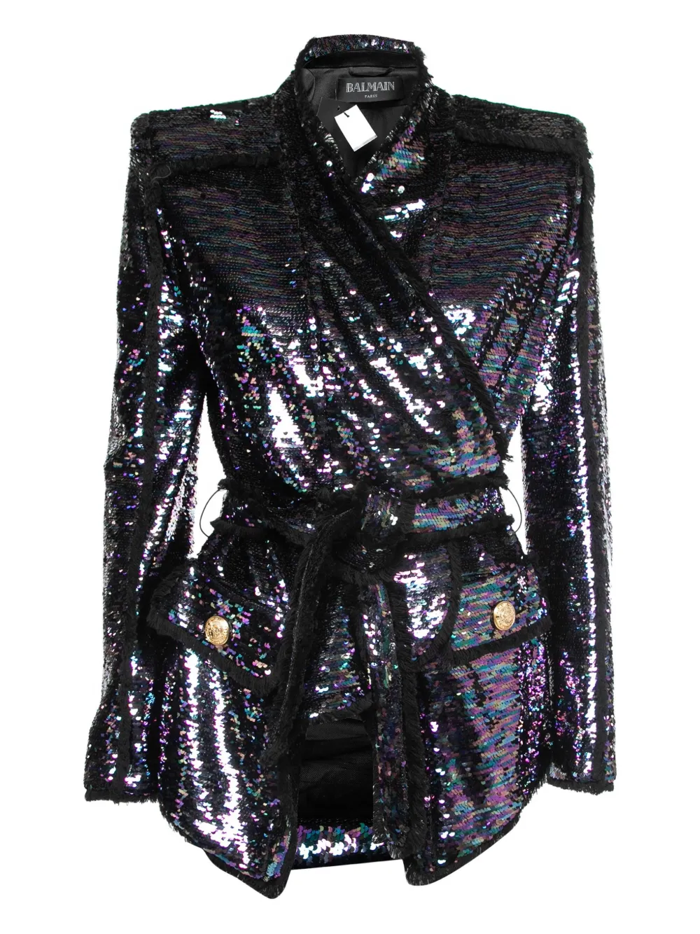 Balmain Pre-Owned sequined-embellished belted jacket | Purple | Image 1