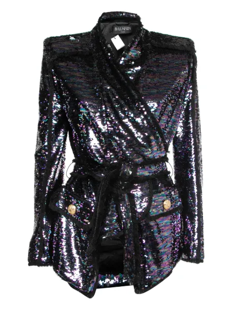 Balmain Pre-Owned 시퀸 장식 벨트 재킷