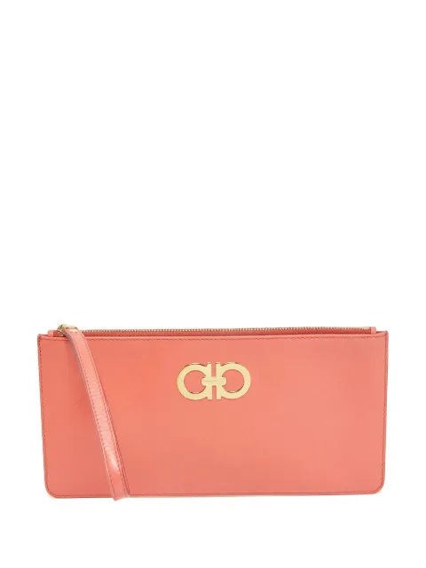 Ferragamo Pre-Owned leather logo-plaque clutch bag