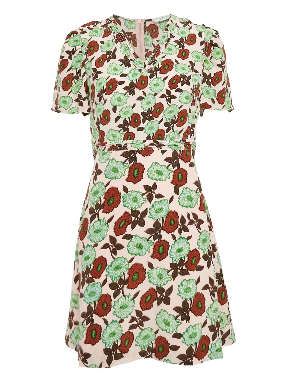 SANDRO floral-print puff-sleeve dress | Pink | Image 1