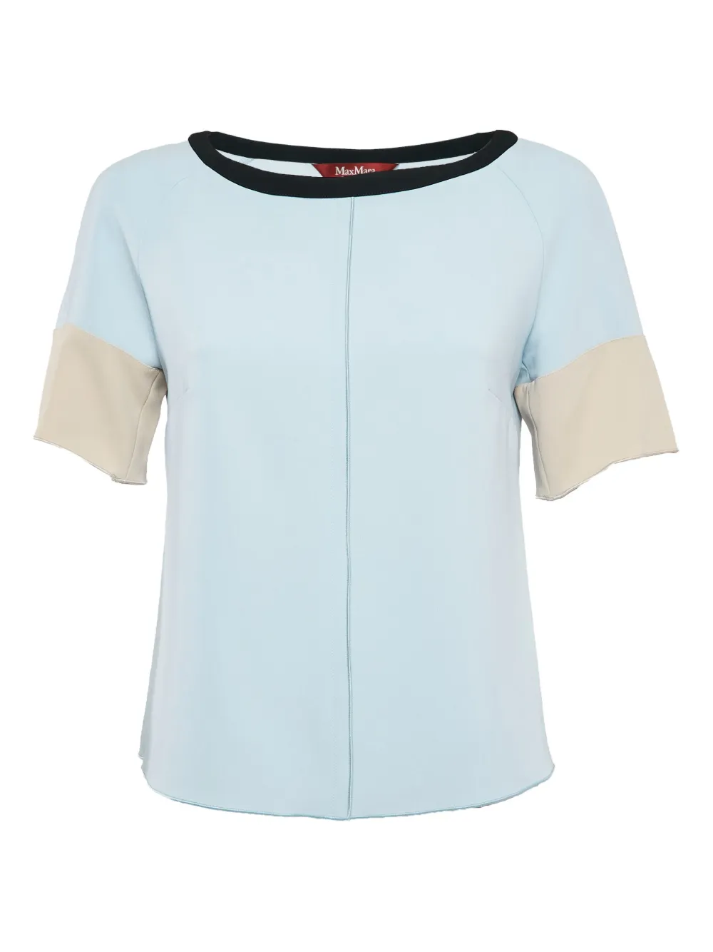 Max Mara contrasting-trim short-sleeve blouse - ブルー Max Mara contrasting-trim short-sleeve blouse - ブルー