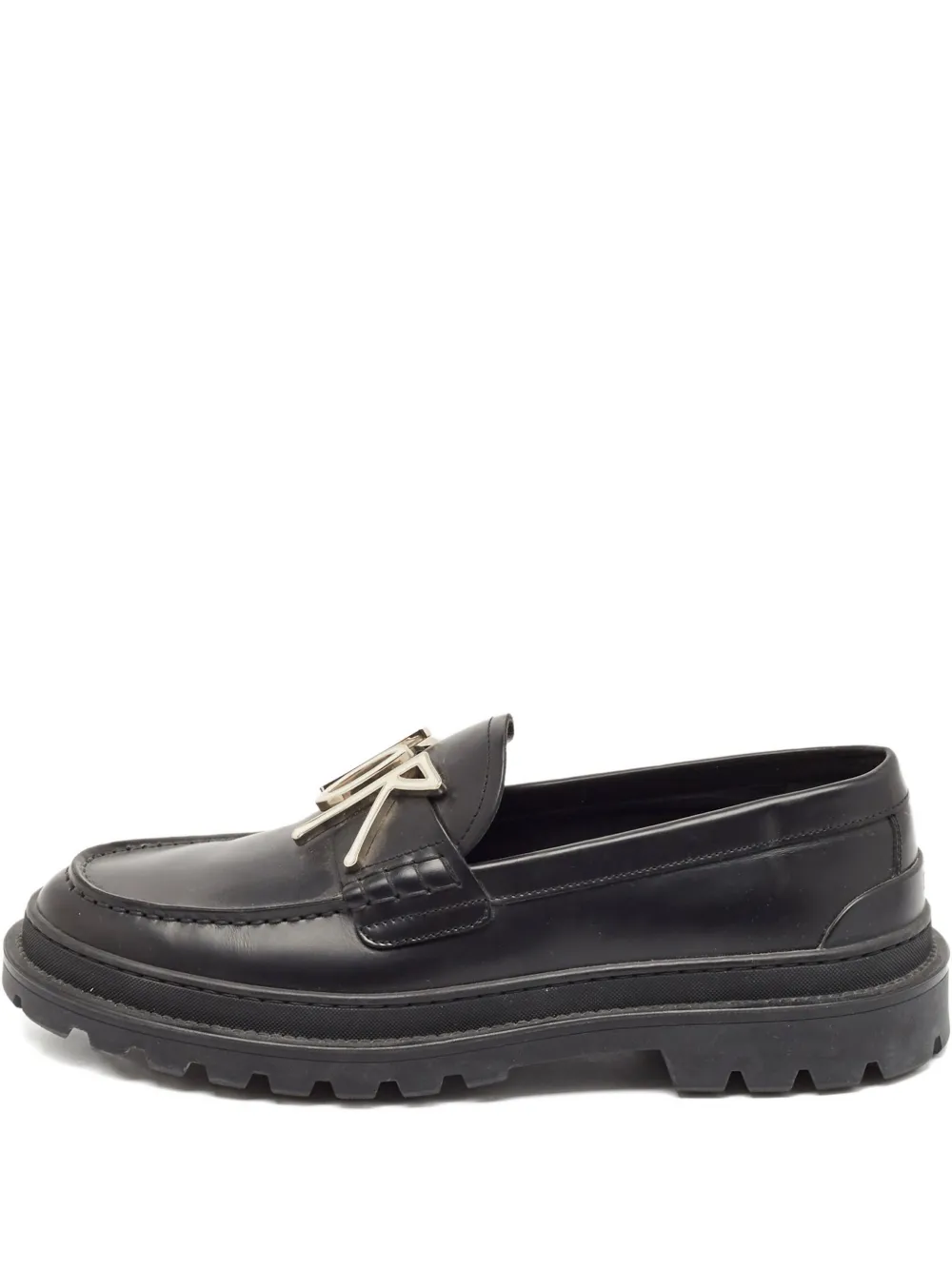 Christian Dior Pre-Owned logo-plaque leather loafers - ブラック Christian Dior Pre-Owned logo-plaque leather loafers - ブラック