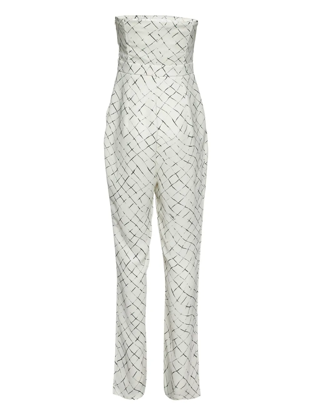 Elisabetta Franchi Strapless jumpsuit met geometrisch patroon - Wit