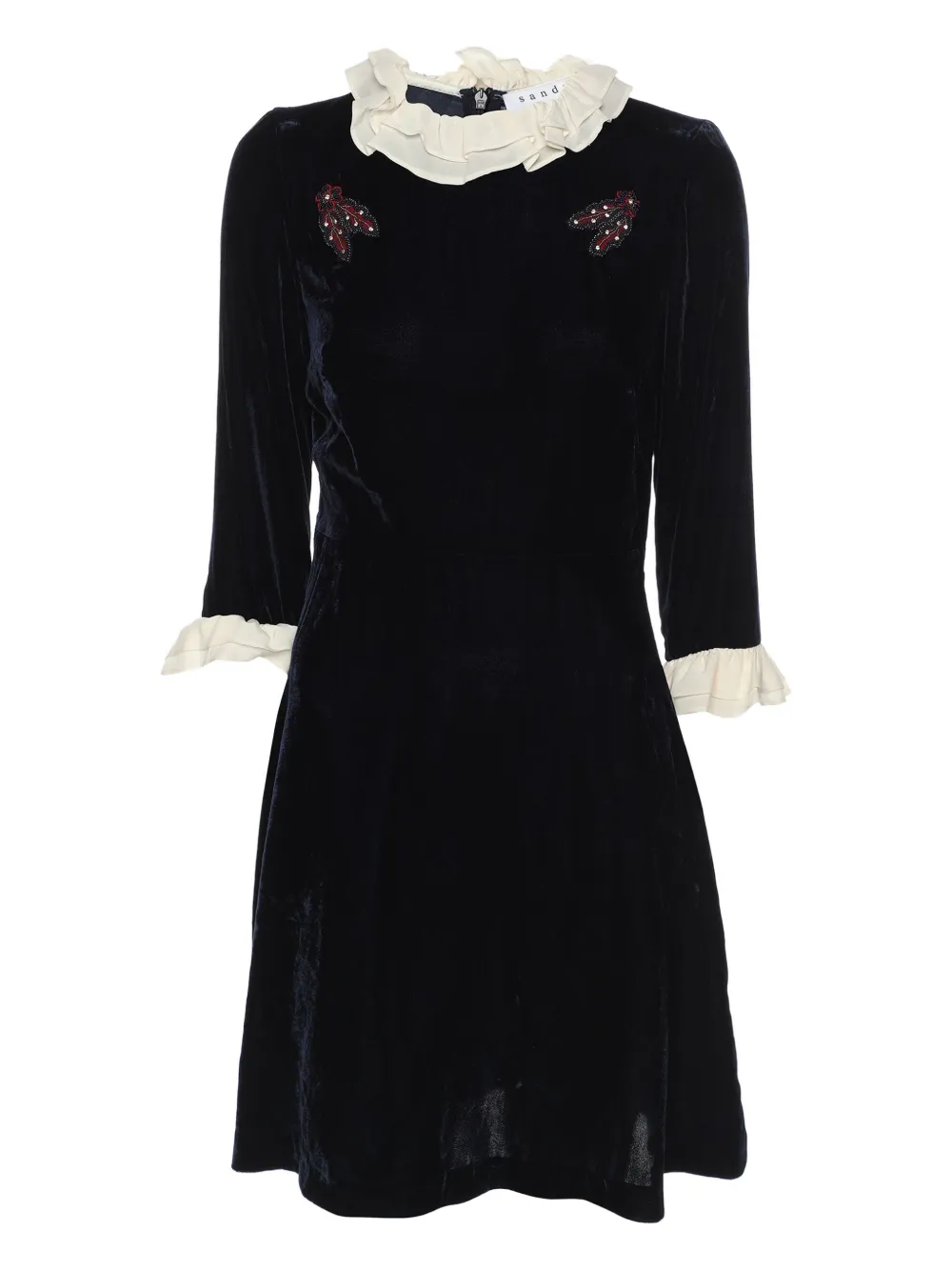 SANDRO Pre-owned velvet ruffled-embellishment dress | Blue | Image 1