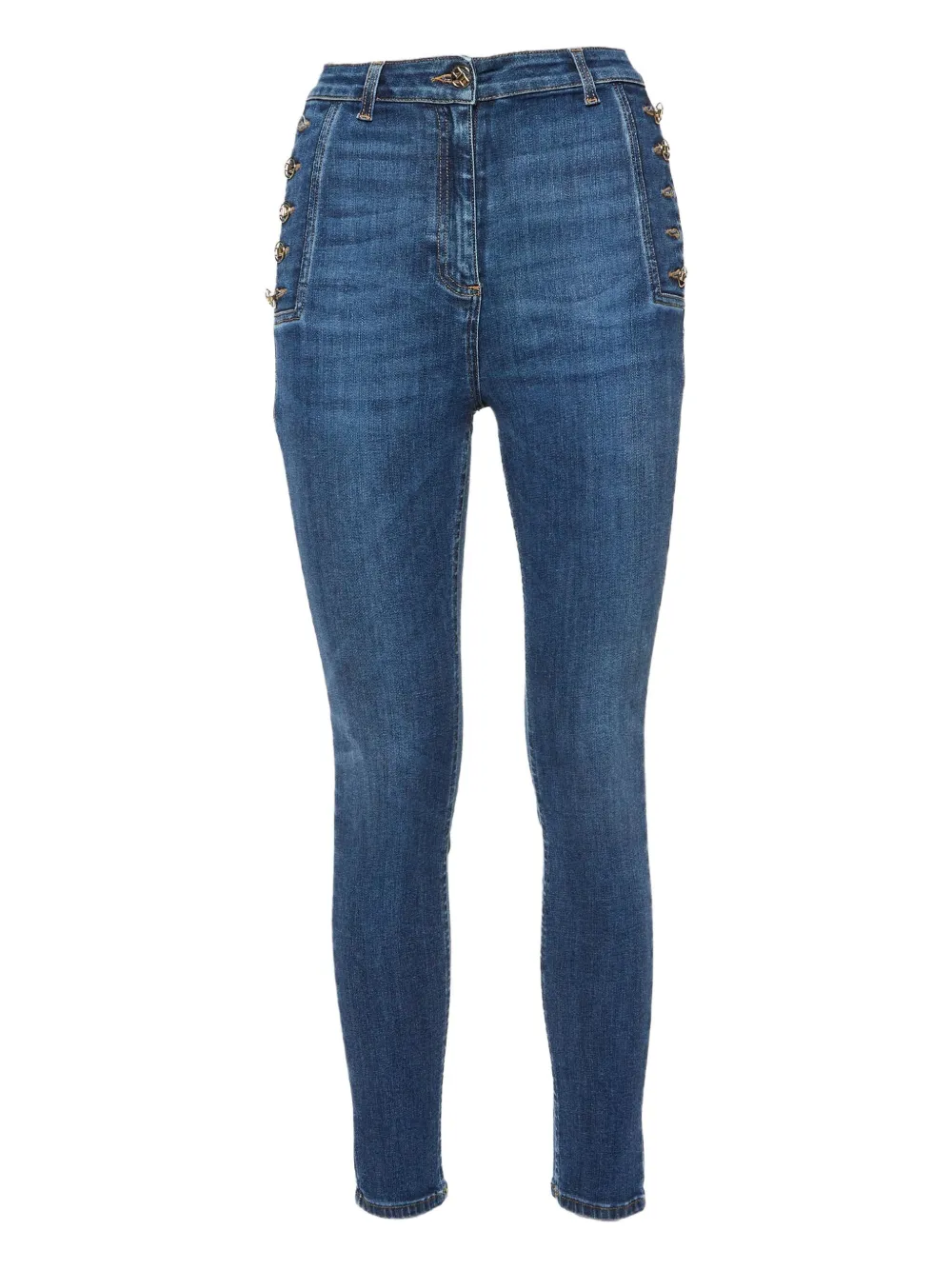 Pre-owned Elisabetta Franchi Button-detail Jeans In Blue