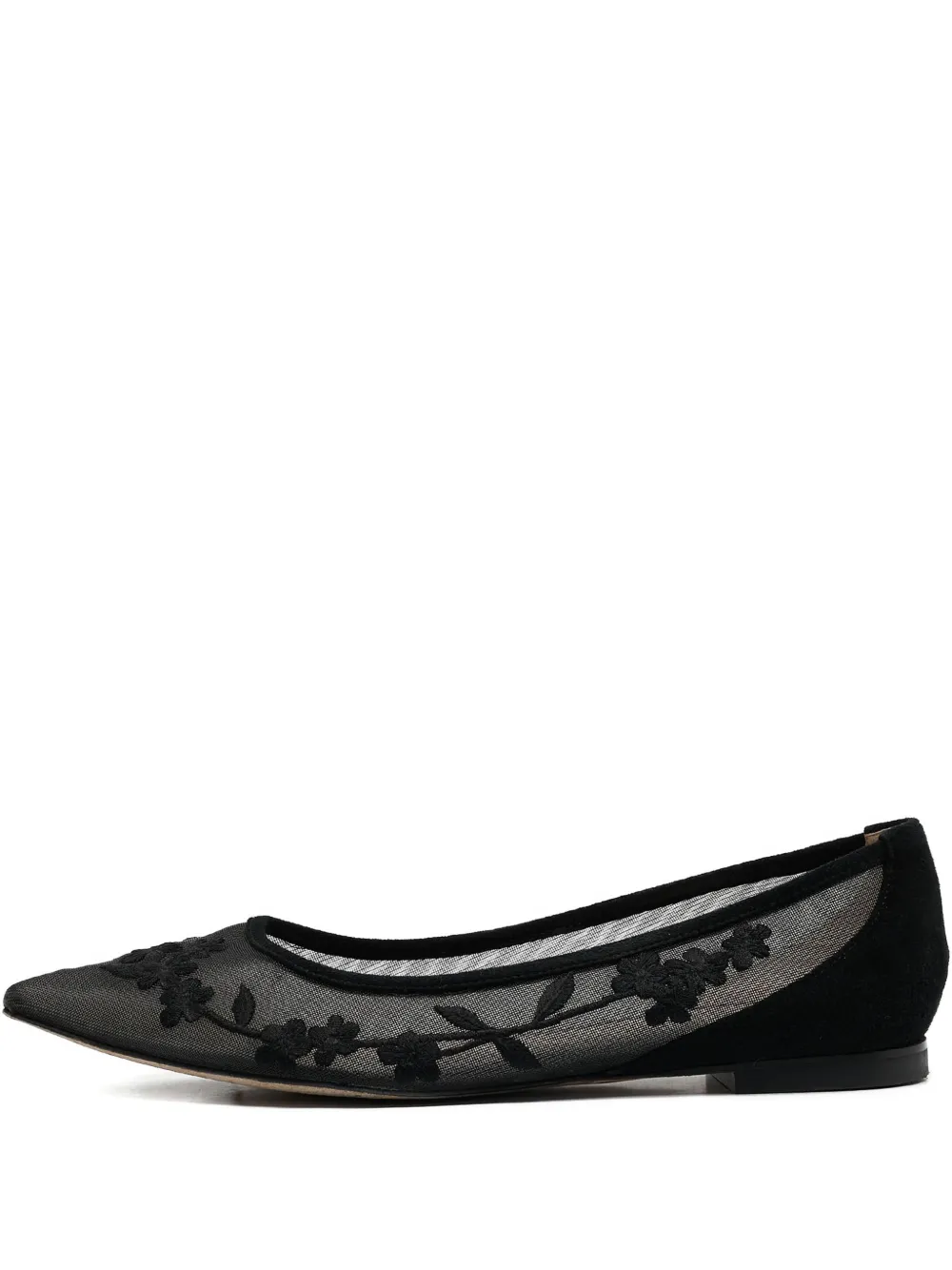 Pre-owned Stuart Weitzman Floral-lace Ballet Flats