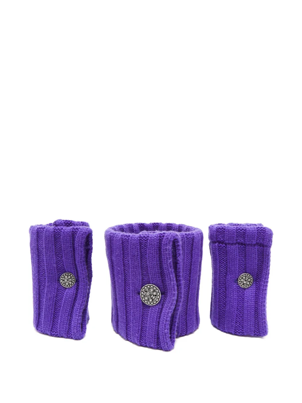 CHANEL Pre-Owned cashmere ribbed cuffs set - パープル CHANEL Pre-Owned cashmere ribbed cuffs set - パープル
