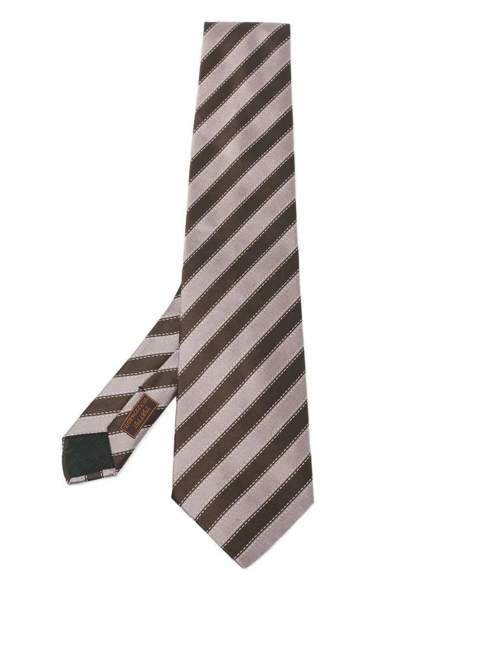 Hermès Pre-Owned diagonal stripe silk tie | Brown | Image 1