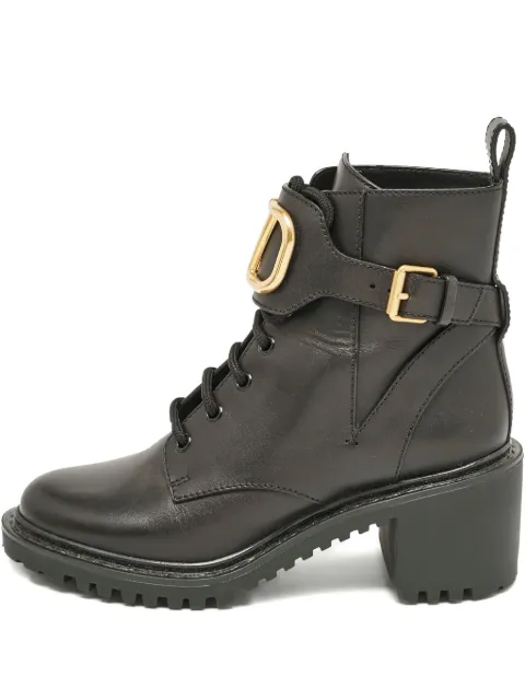 Valentino Garavani Pre-Owned buckle-strap leather combat boots