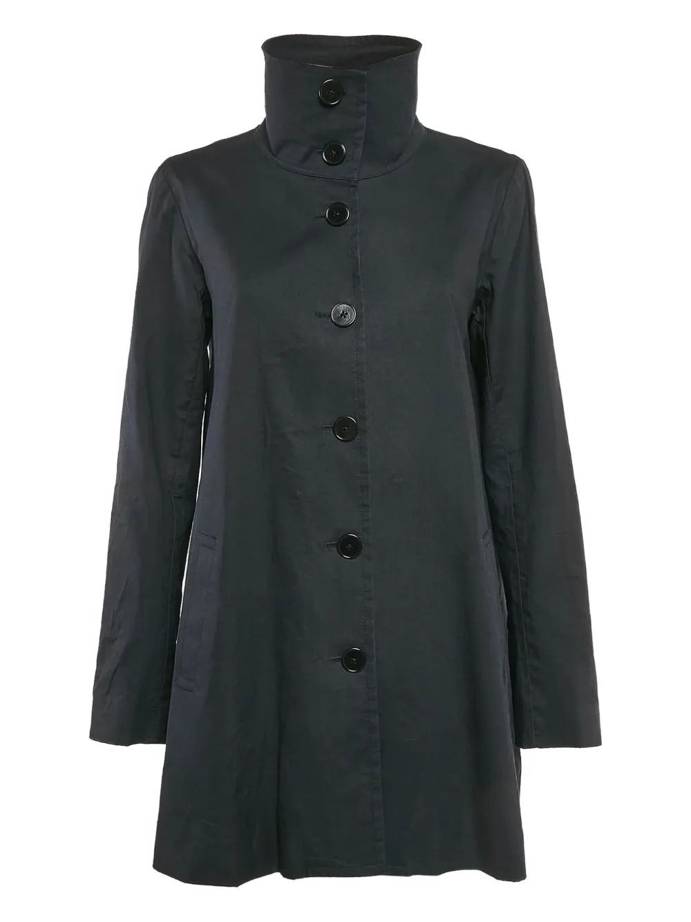 Pre-owned Ralph Lauren Vintage Button Cotton Coat In Black