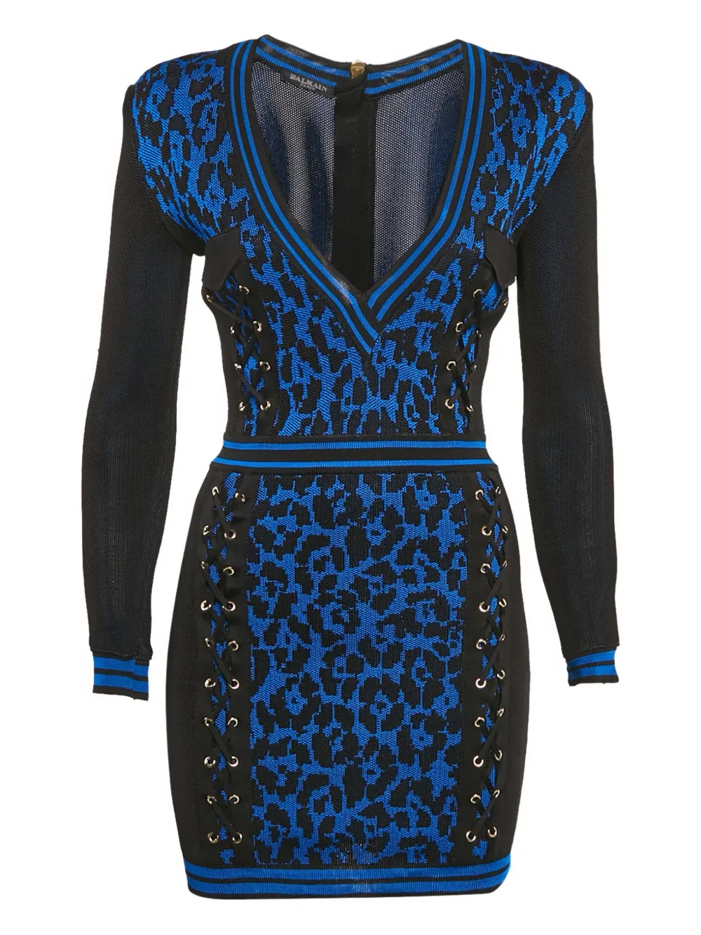 Balmain Pre-Owned 2023s leopard-print knited mini dress | Blue | Image 1