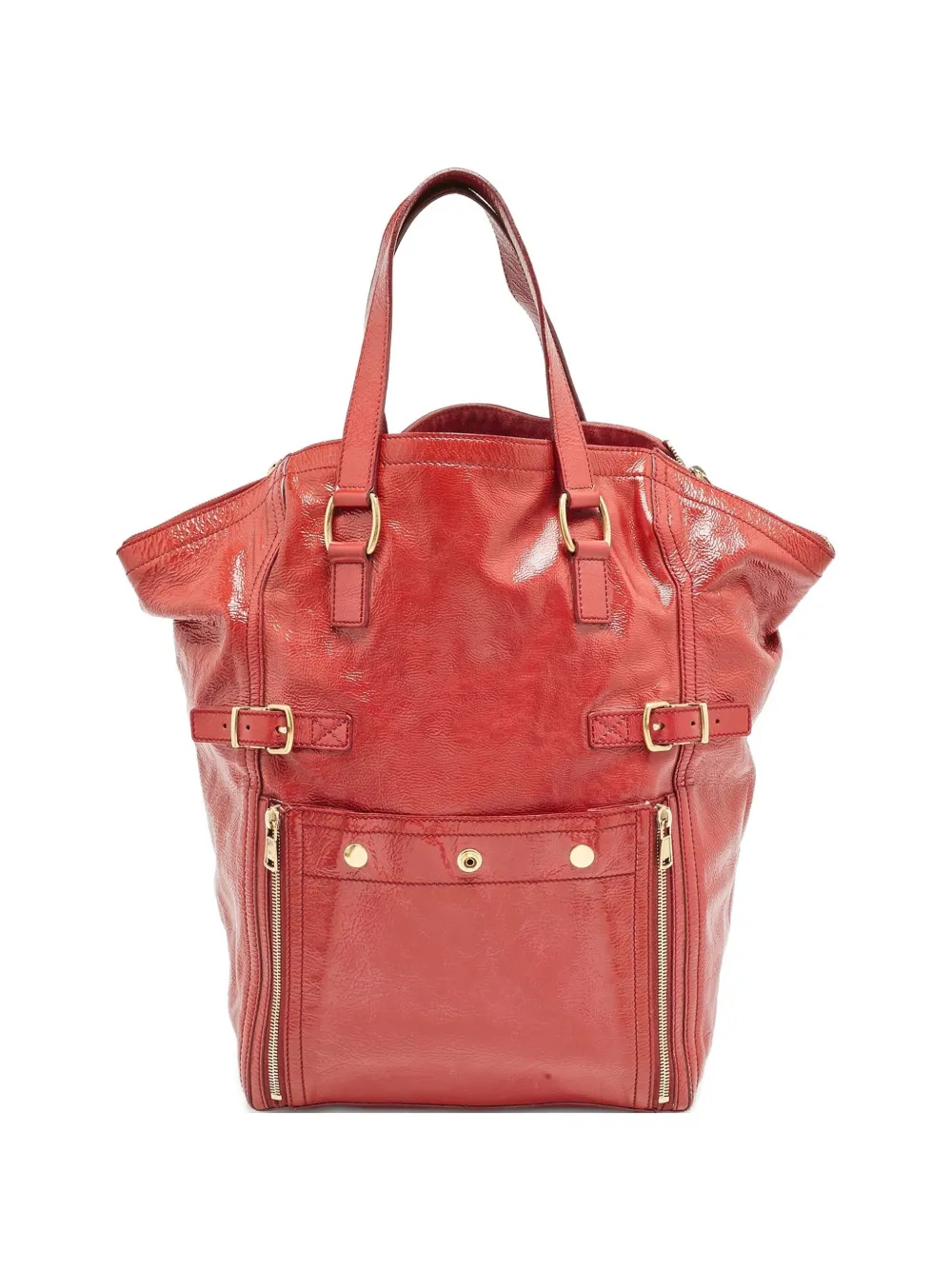 Saint Laurent Pre-Owned patent-leather buckled tote bag - レッド Saint Laurent Pre-Owned patent-leather buckled tote bag - レッド