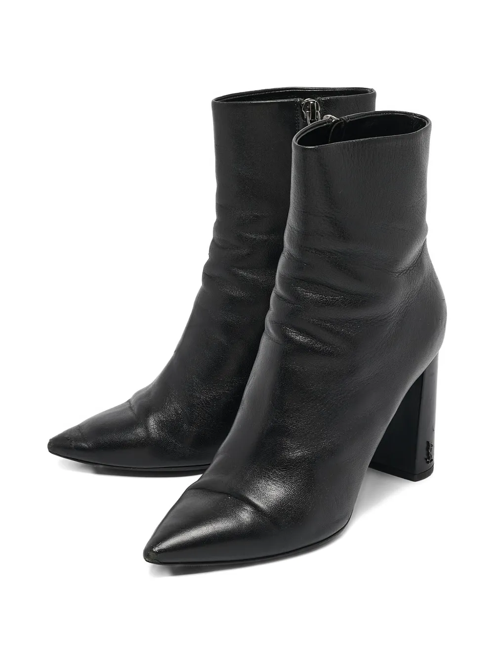 Saint Laurent Pre-Owned 95 mm leren laarzen met hak - Zwart