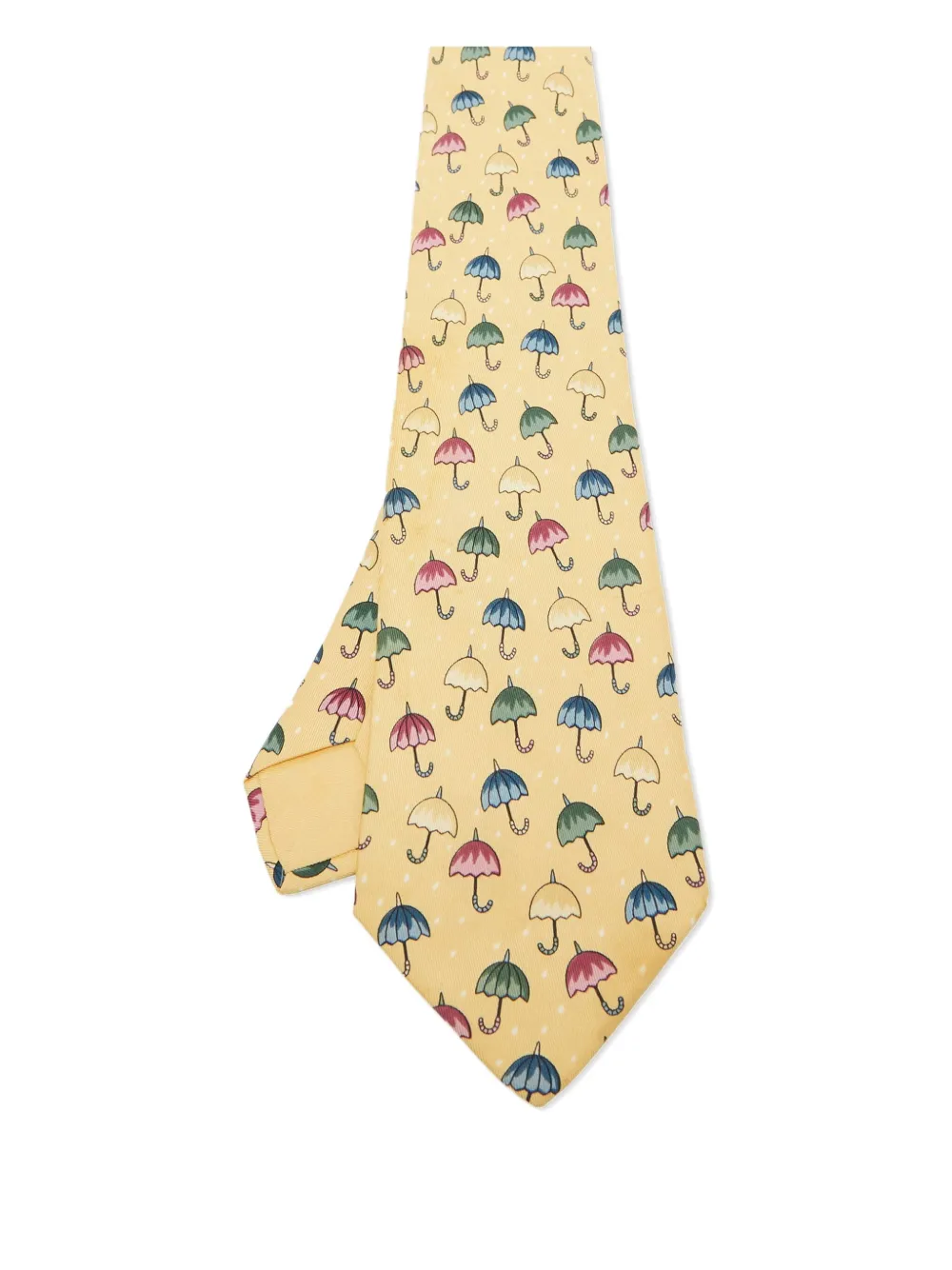 Hermès Pre-Owned umbrella-print silk tie | amarillo | Image 1