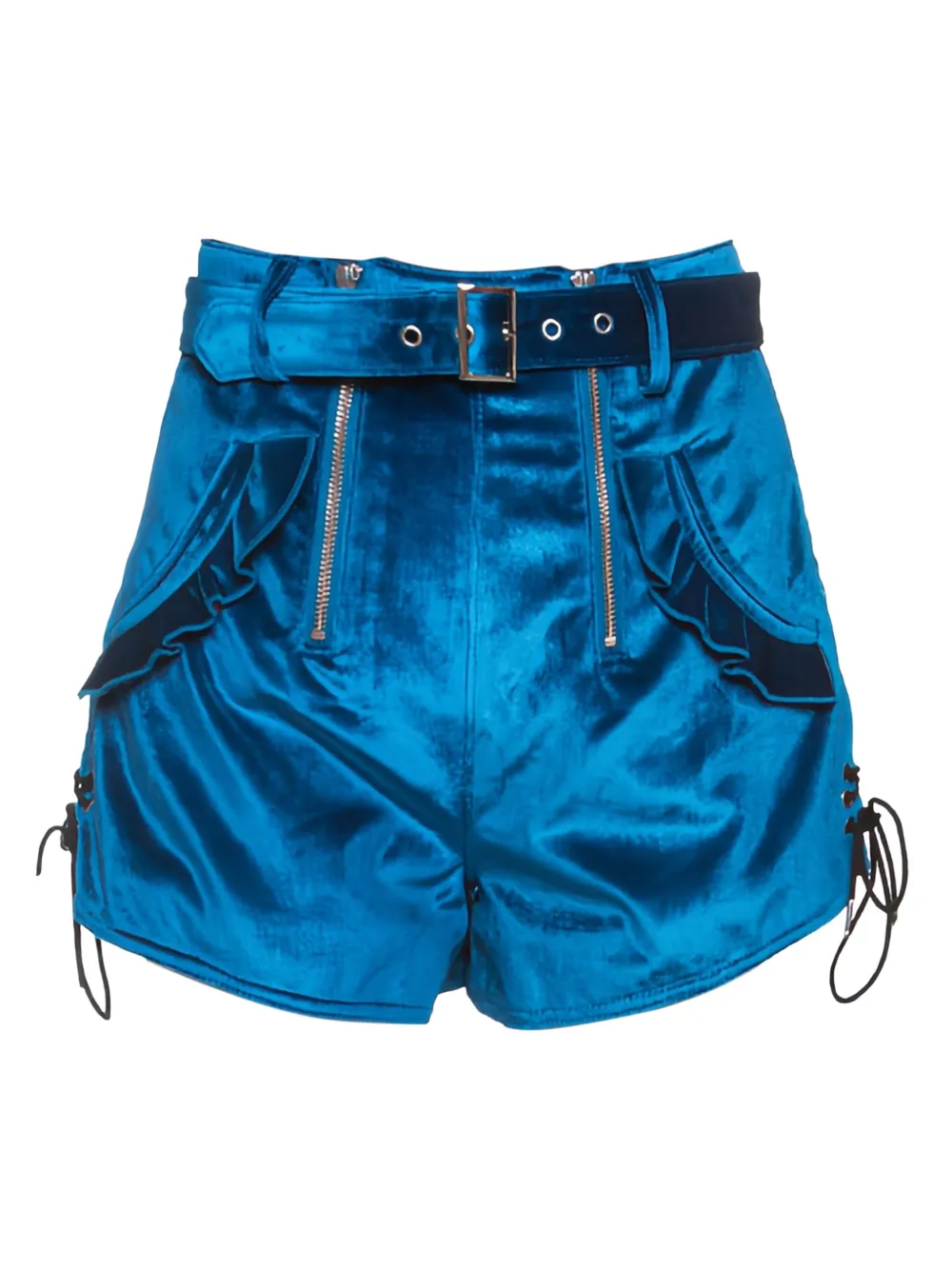 Self-Portrait Shorts con cintura - Blu