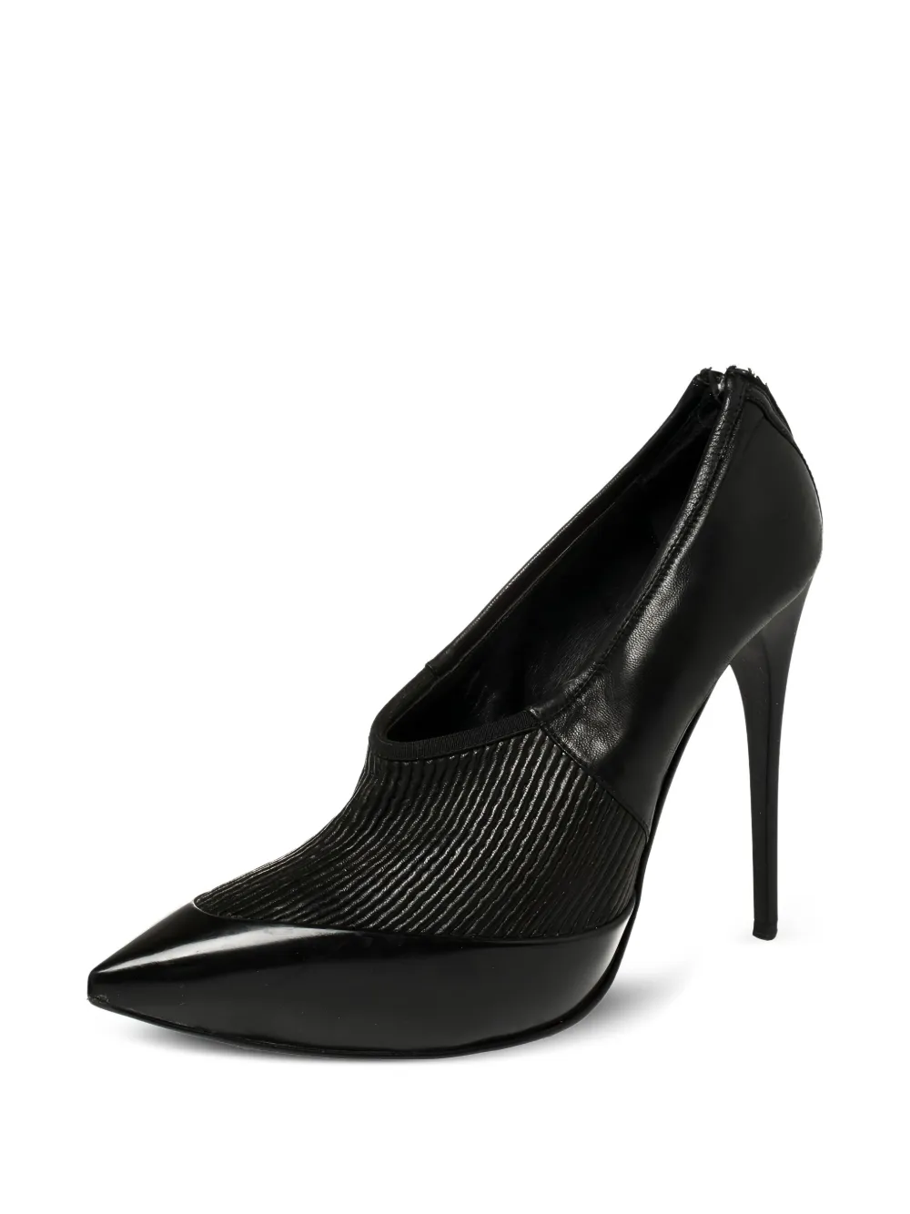 Burberry Pre-Owned 130 mm pumps met puntige neus en geribbeld detail - Zwart
